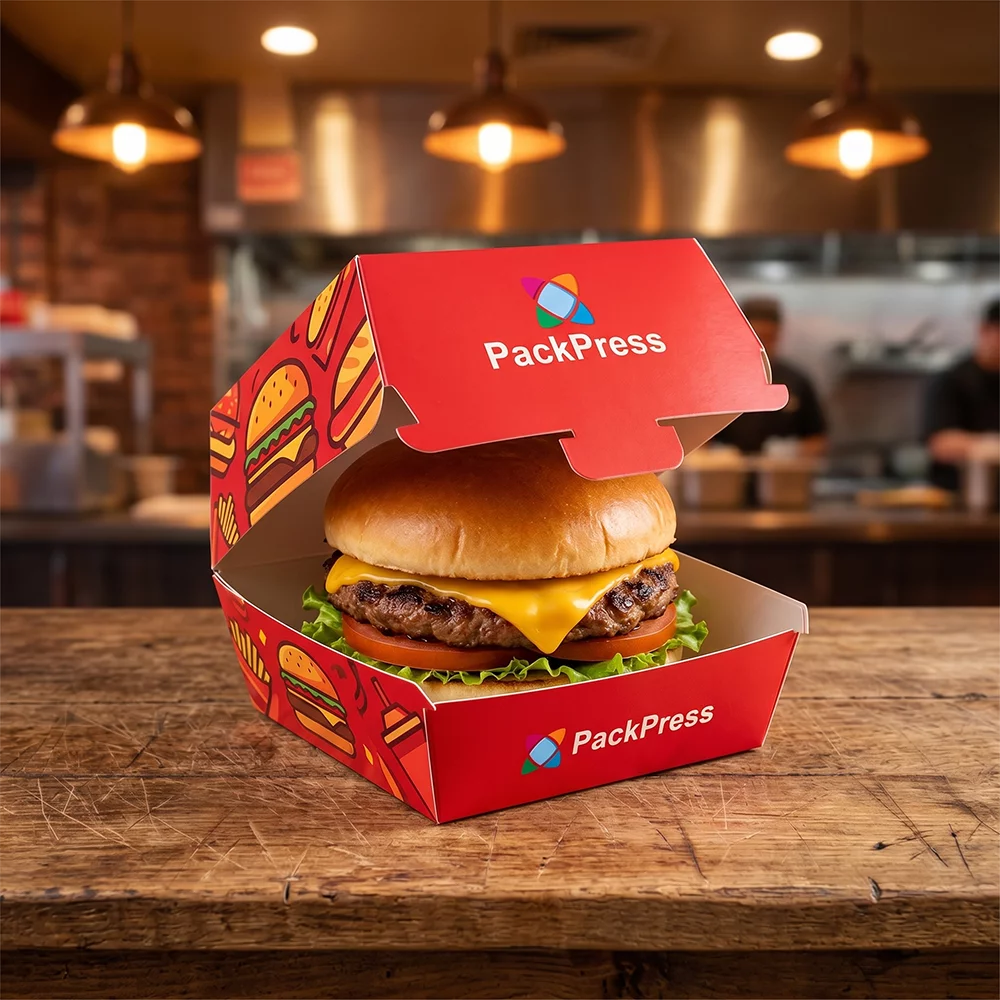 Individuell bedruckte Hamburgerboxen